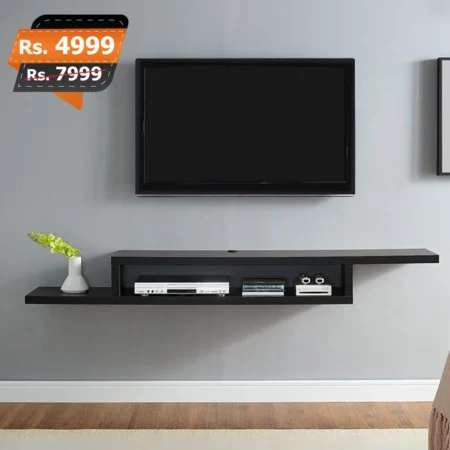 Alizey Tv console Black Large wall mounted wooden rack elegant design best design for media wall and storage