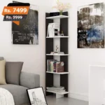 Corner 5 Tier Black And white wooden book rack best and premium quality for home decoration