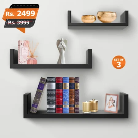 Donut Shelf Black Set of 3 wall mounted home decoration book rack best and elegent design