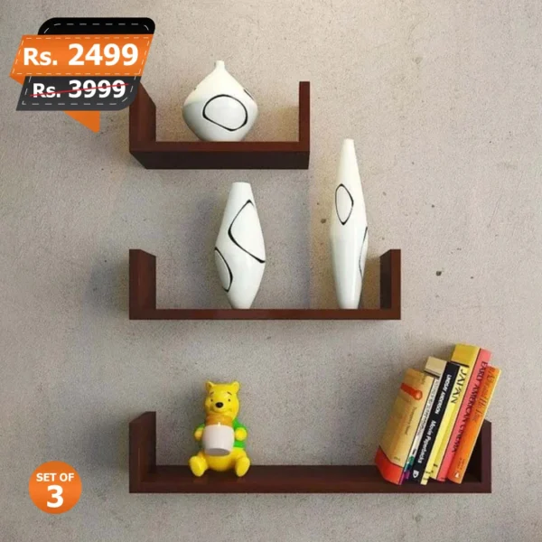 Donut shelf set of 3 brown for home decoration best and premium quality