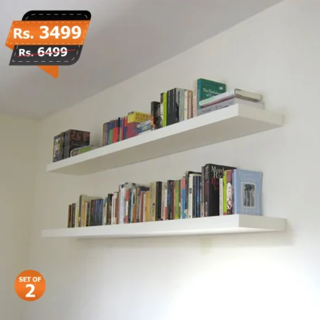 Floating shelves large white set of 2 wall mounted for home decoratioon book rack made of lamination mdf high quality