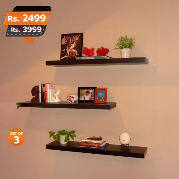 Floating shelves set of 3 black wall mounted shelves for home decoration products high gloss sheets premium quality