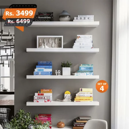 Floating shelves white set of 4 wall mounted shelves for storage best for living room and kitchen shelves