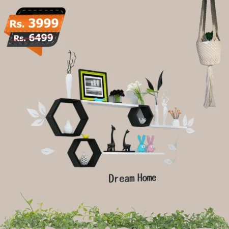 Oxen hexagon large wall mounted box with shelves floating shelves high premium quality best for drawing room