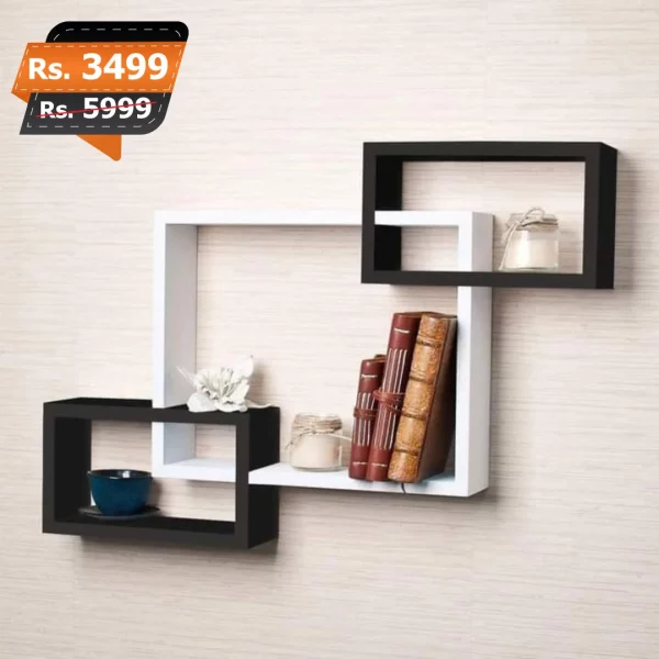 wall interlock wall mounted book shelf for home decoration wooden shelves