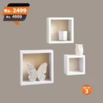 wall mounted box set of 3 white wooden box for home decoration