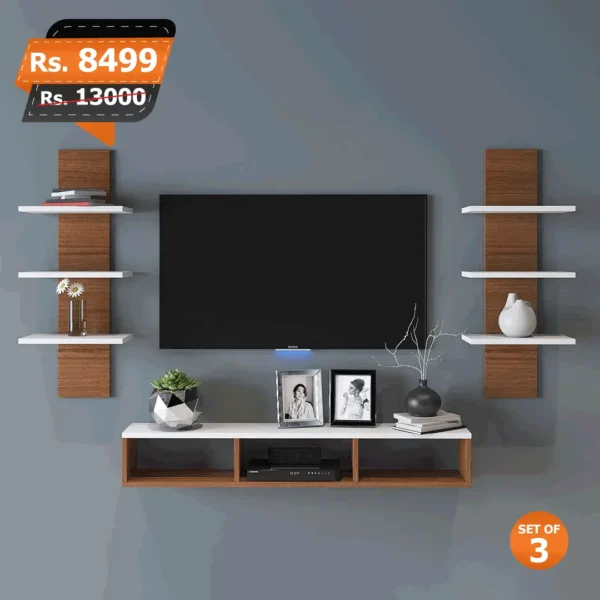 camillia tv console brown and white wall mounted LED rack best and premium quality