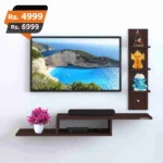 Elita Tv console brown wall mounted wooden LED rack best quality premium design