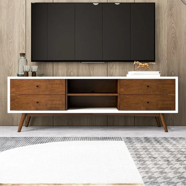 Novel-Mid-Century-White-Tv-Stand-With-Solid-Wood-Frame-TV-Stand-with-6-Storage-Cabinet-,-Modern-Walnut-TV-Console