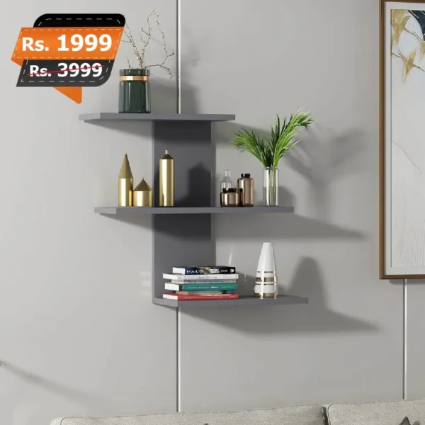 Edward wooden shelves grey wall mounted for home decoration best and premium quality