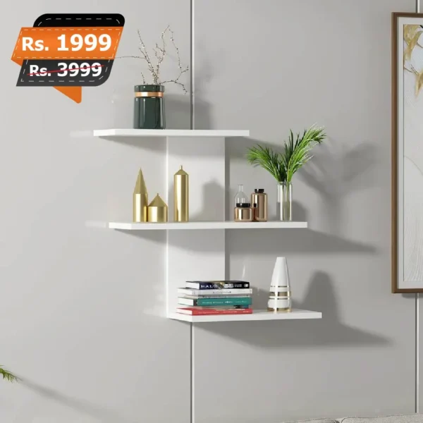 Edward wooden shelves white wall mounted for home decoration best and premium quality