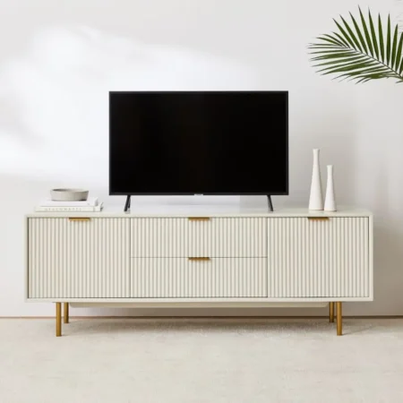Flutted Tv Console. top quality furniture in lahore. wooden tv console with deco paint home decoration