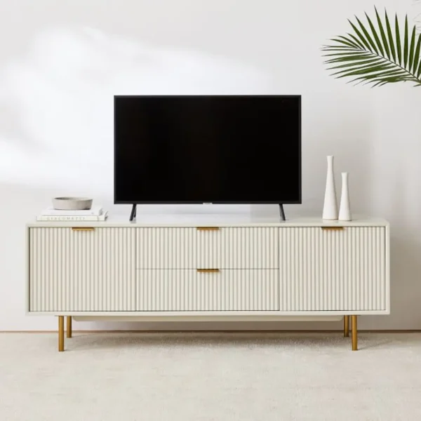 Flutted Tv Console. top quality furniture in lahore. wooden tv console with deco paint home decoration